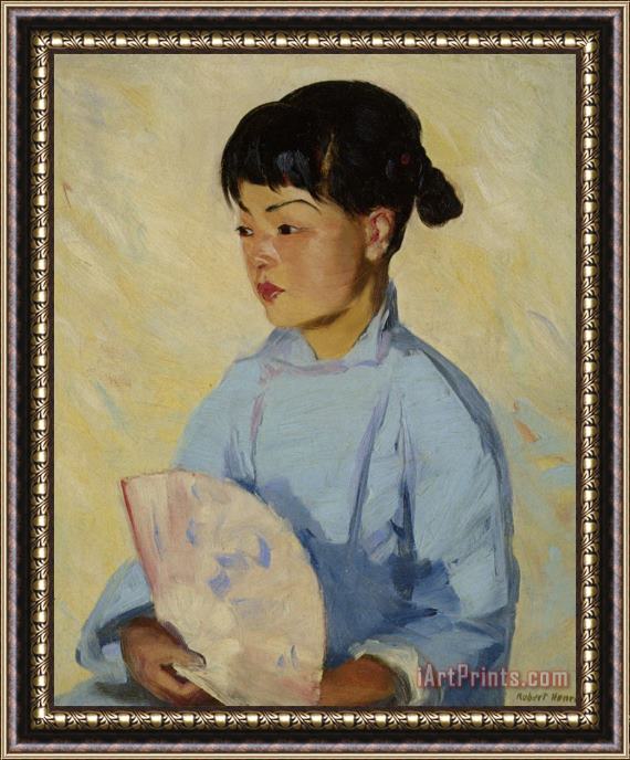 Robert Henri Chinese Girl with Fan Framed Painting