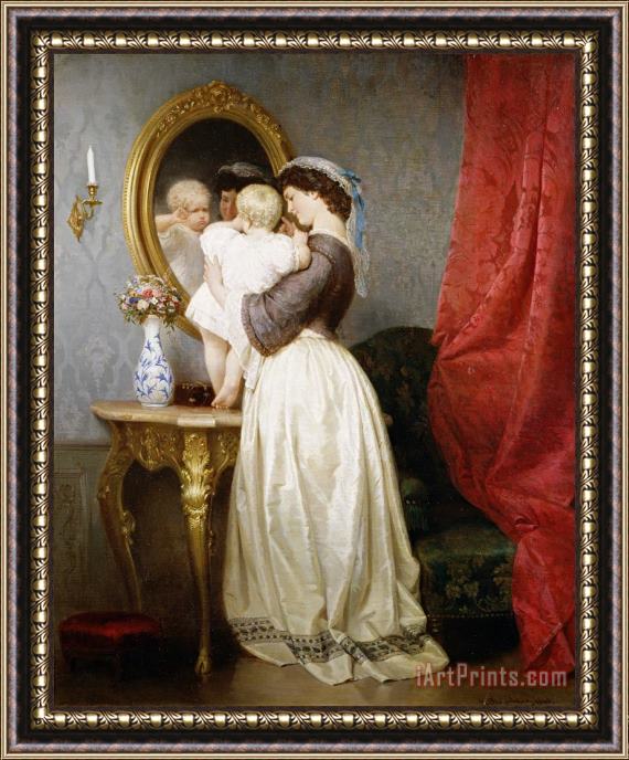 Robert Julius Beyschlag Reflections of Maternal Love Framed Painting