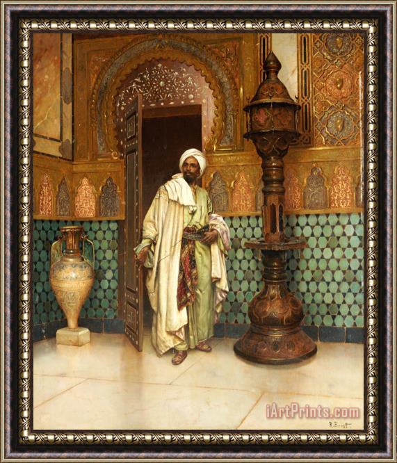 Rodolphe Ernst An Arab in a Palace Interior Framed Painting
