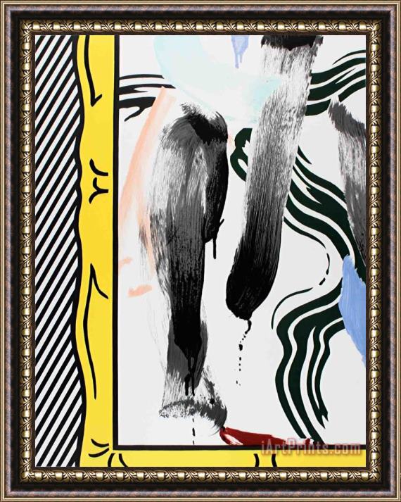 Roy Lichtenstein Against Apartheid, Brushstrokes, 1983 Framed Painting