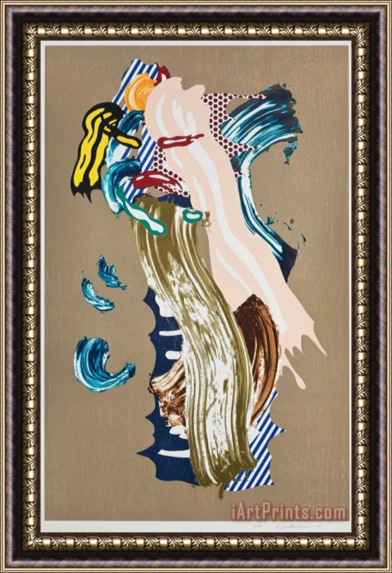 Roy Lichtenstein Blonde, From Brushstroke Figures Series, 1989 Framed Painting