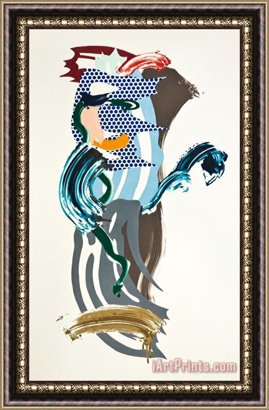 Roy Lichtenstein Blue Face, From Brushstroke Figures, 1989 Framed Painting
