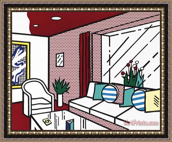 Roy Lichtenstein Living Room, From Interior Series, 1990 Framed Painting