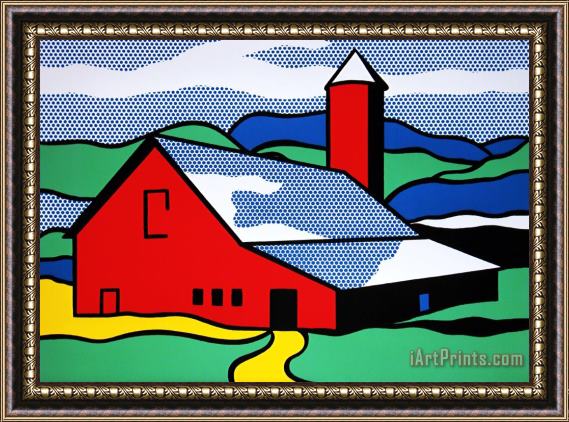 Roy Lichtenstein Red Barn, 1987 Framed Painting