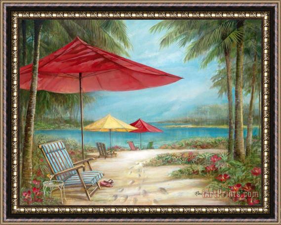 Ruane Manning Relaxing Paradise I Framed Painting