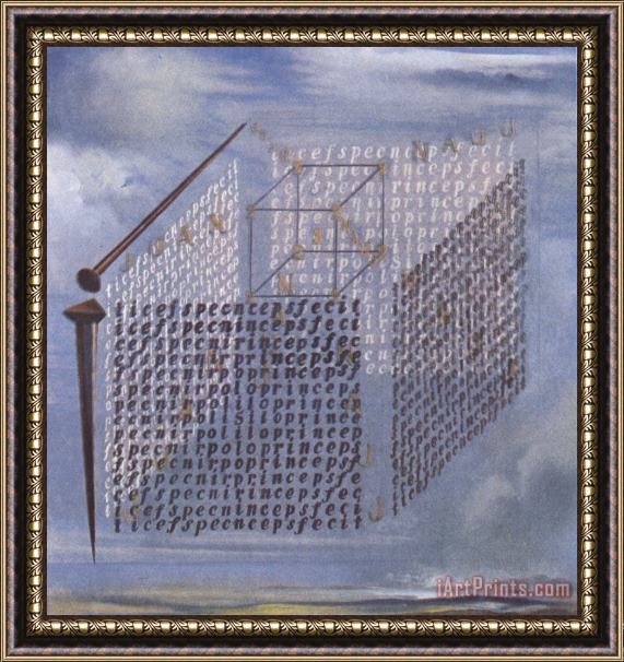 Salvador Dali A Propos of The Treatise on Cubic Form by Juan De Herrera Framed Painting