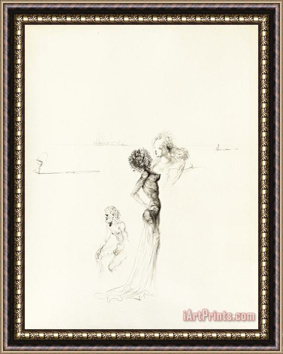 Salvador Dali Femme a La Tete De Rose, Buste De Femme Et Vieillard Nu, 1937 Framed Print