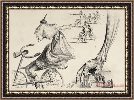 Salvador Dali Illustration Pour L'article De Salvador Dali The American City Night And Day by Dali Framed Painting