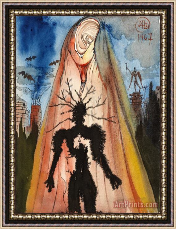 Salvador Dali Le Spectre Du Pere D'hamlet Lui Revelant Son Assassinement Par Empoisonnement, 1967 Framed Painting
