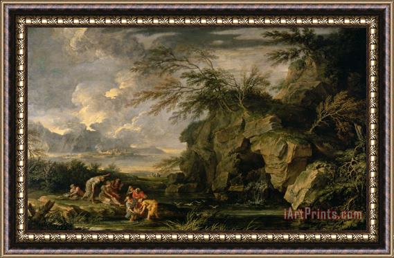 Salvator Rosa The Finding of Moses Framed Painting
