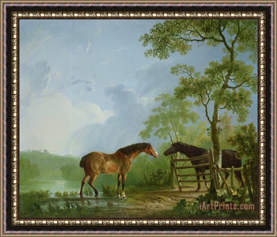 Sawrey Gilpin Mare and Stallion in a Landscape Framed Print