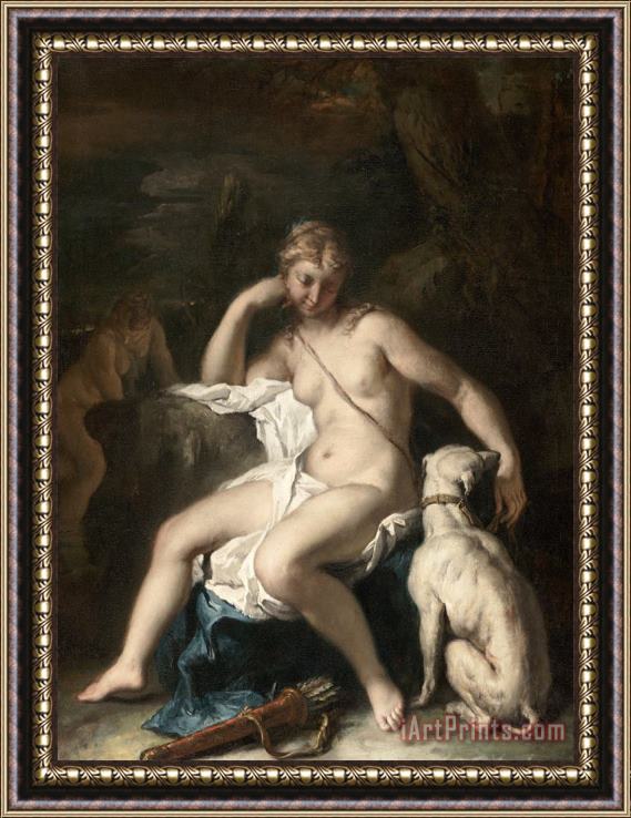 Sebastiano Ricci Diana And Her Dog Framed Painting