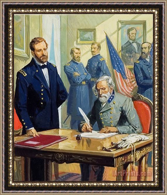Severino Baraldi General Ulysses Grant accepting the surrender of General Lee at Appomattox Framed Painting