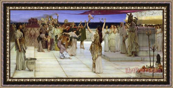 Sir Lawrence Alma-Tadema A Dedication to Bacchus Framed Painting