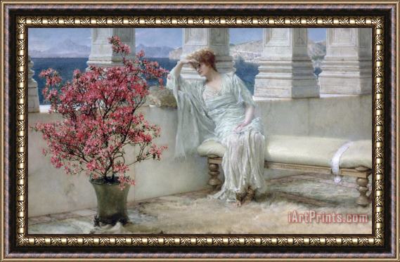 Sir Lawrence Alma-Tadema Her eyes are with her thoughts and they are far away Framed Painting