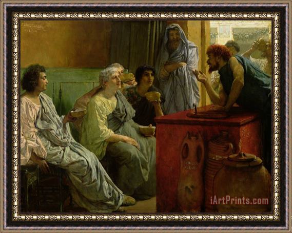 Sir Lawrence Alma-Tadema The Wine Shop Framed Painting