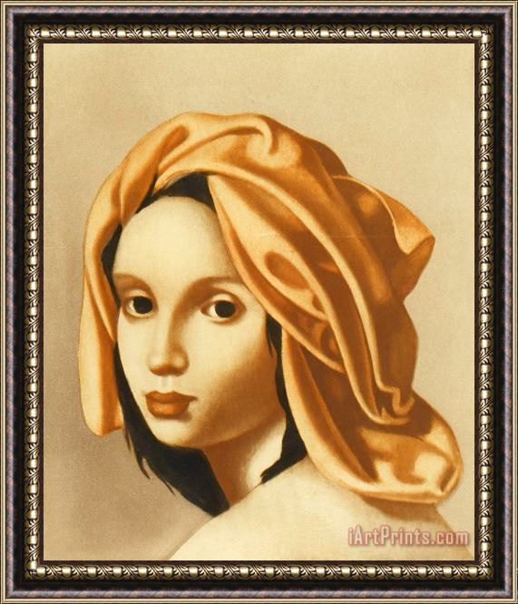 tamara de lempicka Femme Au Turban Rouge, 1956 Framed Painting
