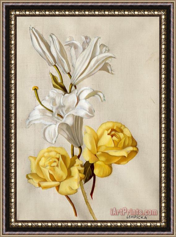 tamara de lempicka Lys Et Roses Jaunes, 1949 Framed Painting