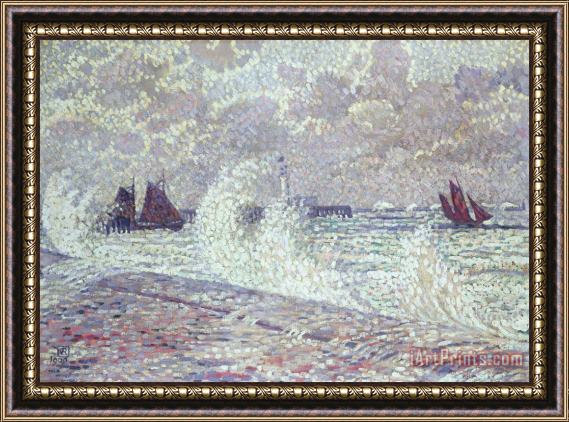 Theo van Rysselberghe The Sea during Equinox Boulogne-sur-Mer Framed Painting