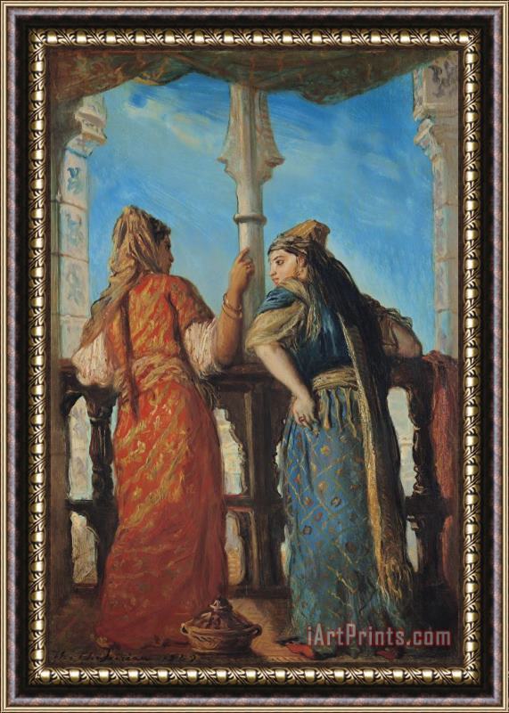 Theodore Chasseriau Jewish Women at the Balcony in Algiers Framed Painting