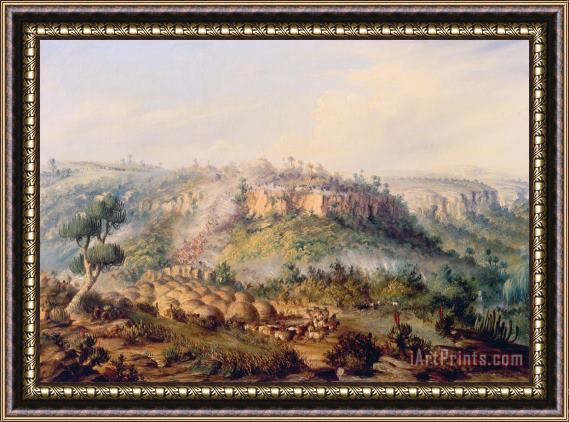 Thomas Baines Attack on Stocks Kraall in the Fish River Bush Framed Painting
