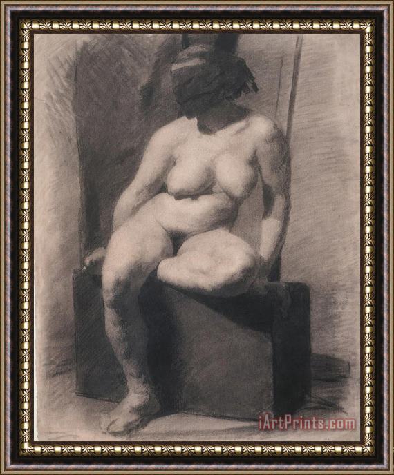 Thomas Eakins Female Nude Seated With Mask Framed Painting