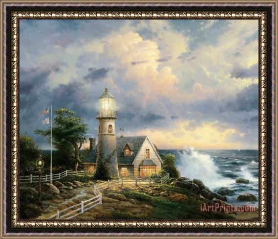 Thomas Kinkade A Light in The Storm Framed Painting