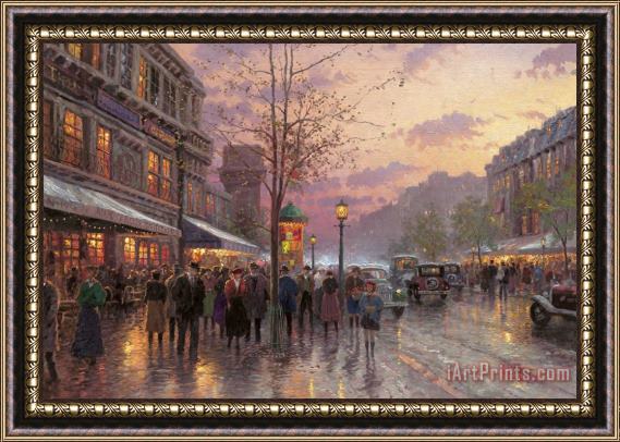 Thomas Kinkade Boulevard Lights, Paris Framed Print