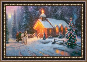 The Aspen Chapel Framed Prints - Christmas Chapel I by Thomas Kinkade