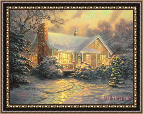 Thomas Kinkade Christmas Cottage Framed Print