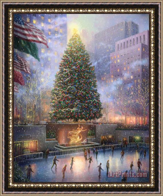 Thomas Kinkade Christmas in New York Framed Painting