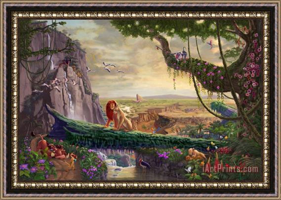 Thomas Kinkade Disney The Lion King - Return to Pride Rock Framed Painting