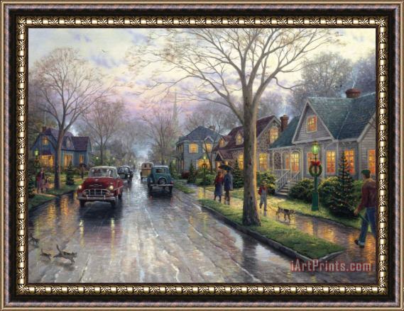 Thomas Kinkade Hometown Christmas Framed Painting