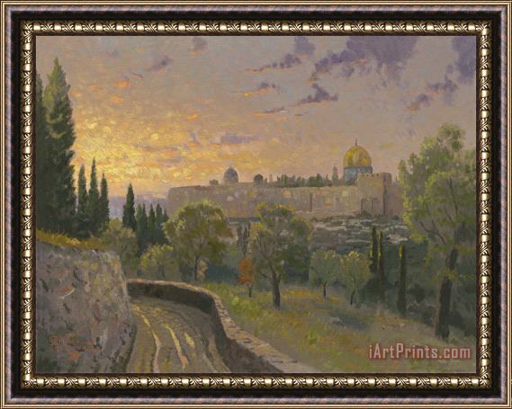 Thomas Kinkade Jerusalem Sunset Framed Painting