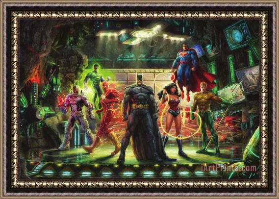 Thomas Kinkade Justice League Framed Print