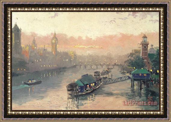 Thomas Kinkade London at Sunset Framed Painting