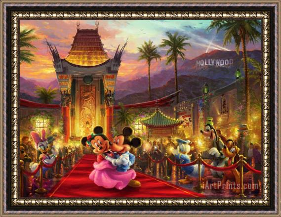 Thomas Kinkade Mickey And Minnie in Hollywood Framed Print