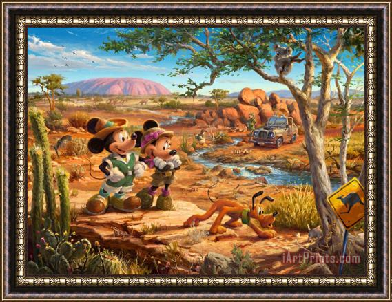 Thomas Kinkade Mickey And Minnie in The Outback Framed Print