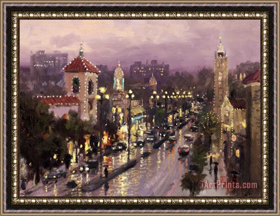 Thomas Kinkade Plaza Lights, Kansas City Framed Painting