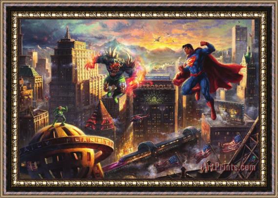 Thomas Kinkade Superman Man Framed Print
