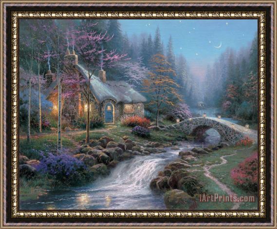Thomas Kinkade Twilight Cottage Framed Painting