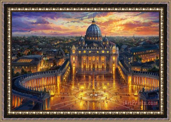 Thomas Kinkade Vatican Sunset Framed Painting