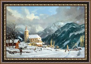 The Aspen Chapel Framed Prints - Winter Chapel by Thomas Kinkade