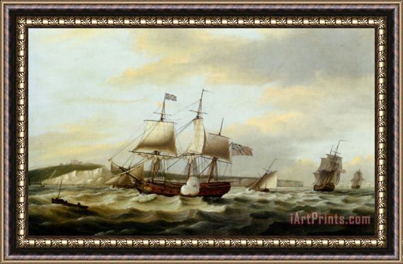Thomas Luny A Merchant Ship Signaling for a Pilot of The Cliffs of Dover Framed Painting