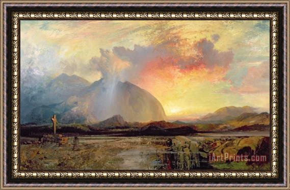Thomas Moran Sunset Vespers at the Old Rugged Cross Framed Painting