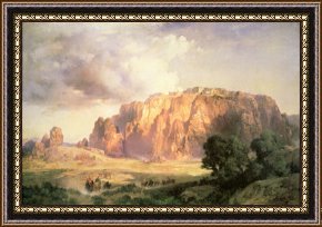 Conquest of Mexico, 1521 Framed Prints - The Pueblo of Acoma in New Mexico by Thomas Moran