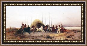 Conquest of Mexico, 1521 Framed Prints - Threshing Wheat in New Mexico by Thomas Moran