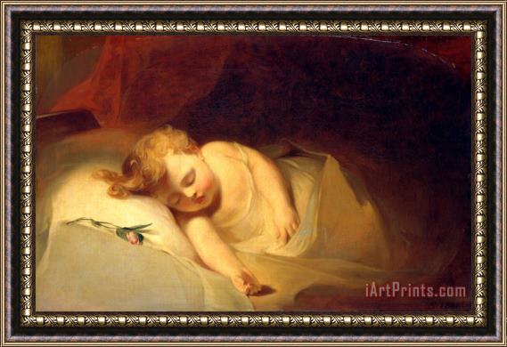 Thomas Sully Child Asleep (the Rosebud) Framed Painting