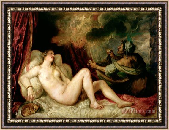 Titian Danae Receiving the Shower of Gold Framed Painting