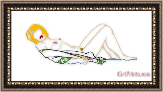 Tom Wesselmann Steel Drawing Edition Monica Laying Down on a Robe, 1990 Framed Print